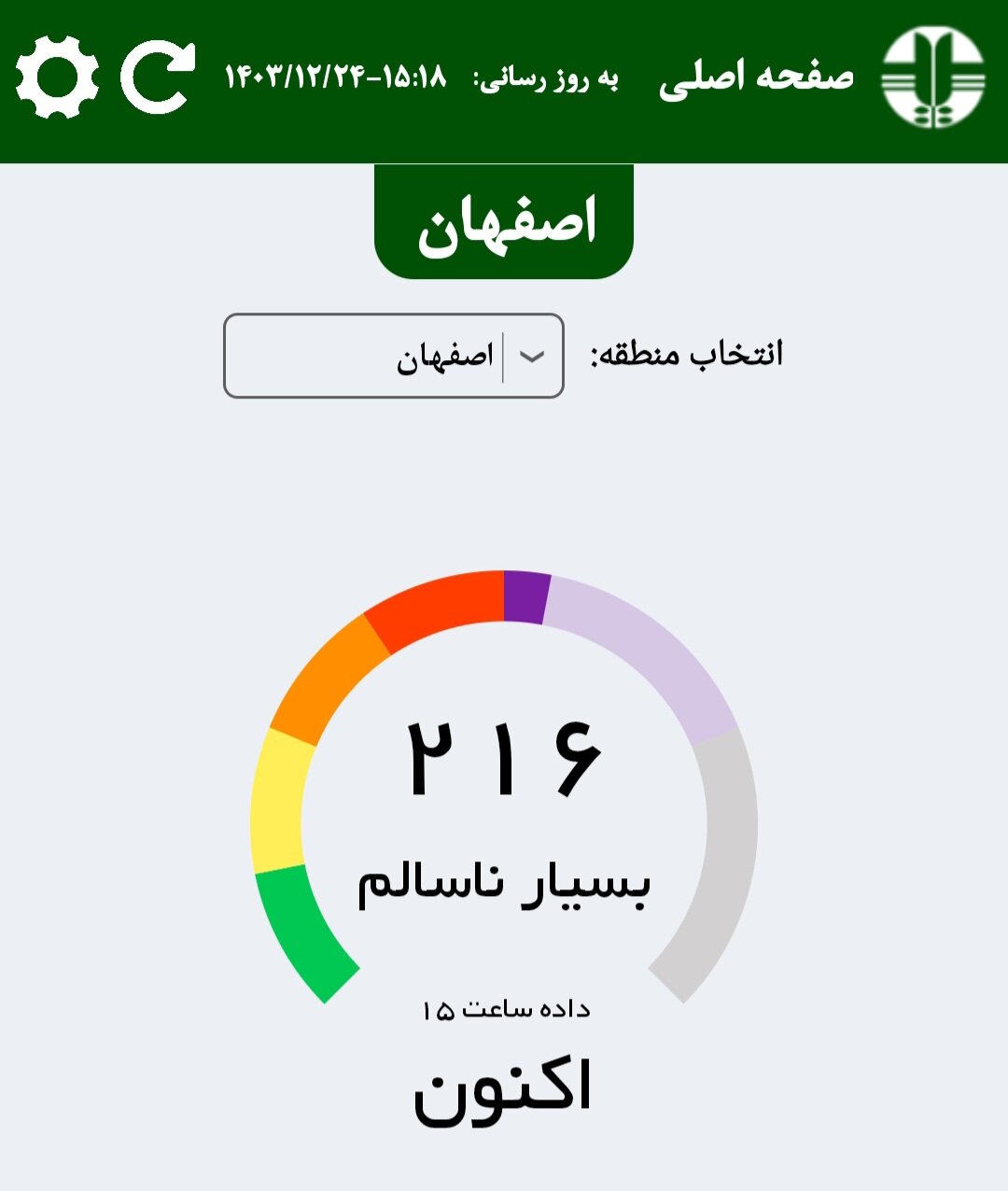 شاخص هوای اصفهان بنفش شد - خبرگزاری گزارشگر آی تی | اخبار ایران و جهان